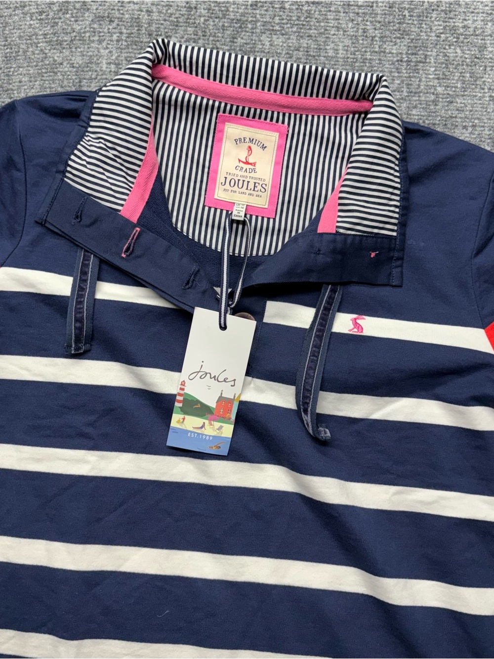 Joules Saunton Sweatshirt Womens 10 Blue Striped Nautical Coastal Preppy NEW